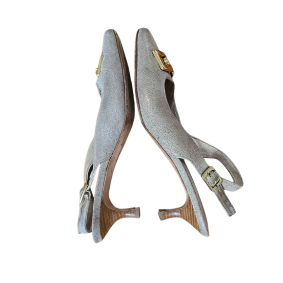 Y2k Donald J Pliner 6.5 Metallic Selma  Slingback Pump Horsebit kitten heel - Picture 6 of 9